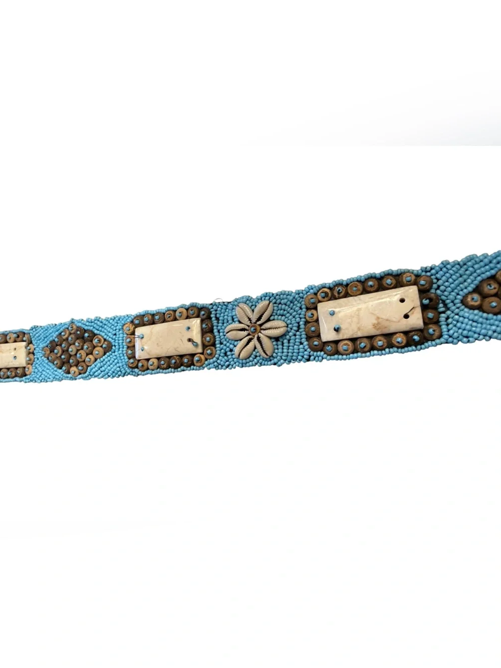 Beaded Blue and Brown Embellished Belt Ties 32” (Not Including Ties)